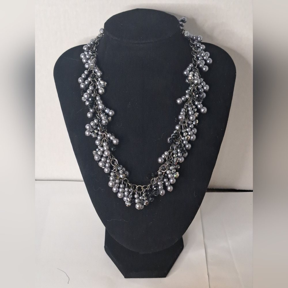Vintage Grey and Black pearl stranded necklace.